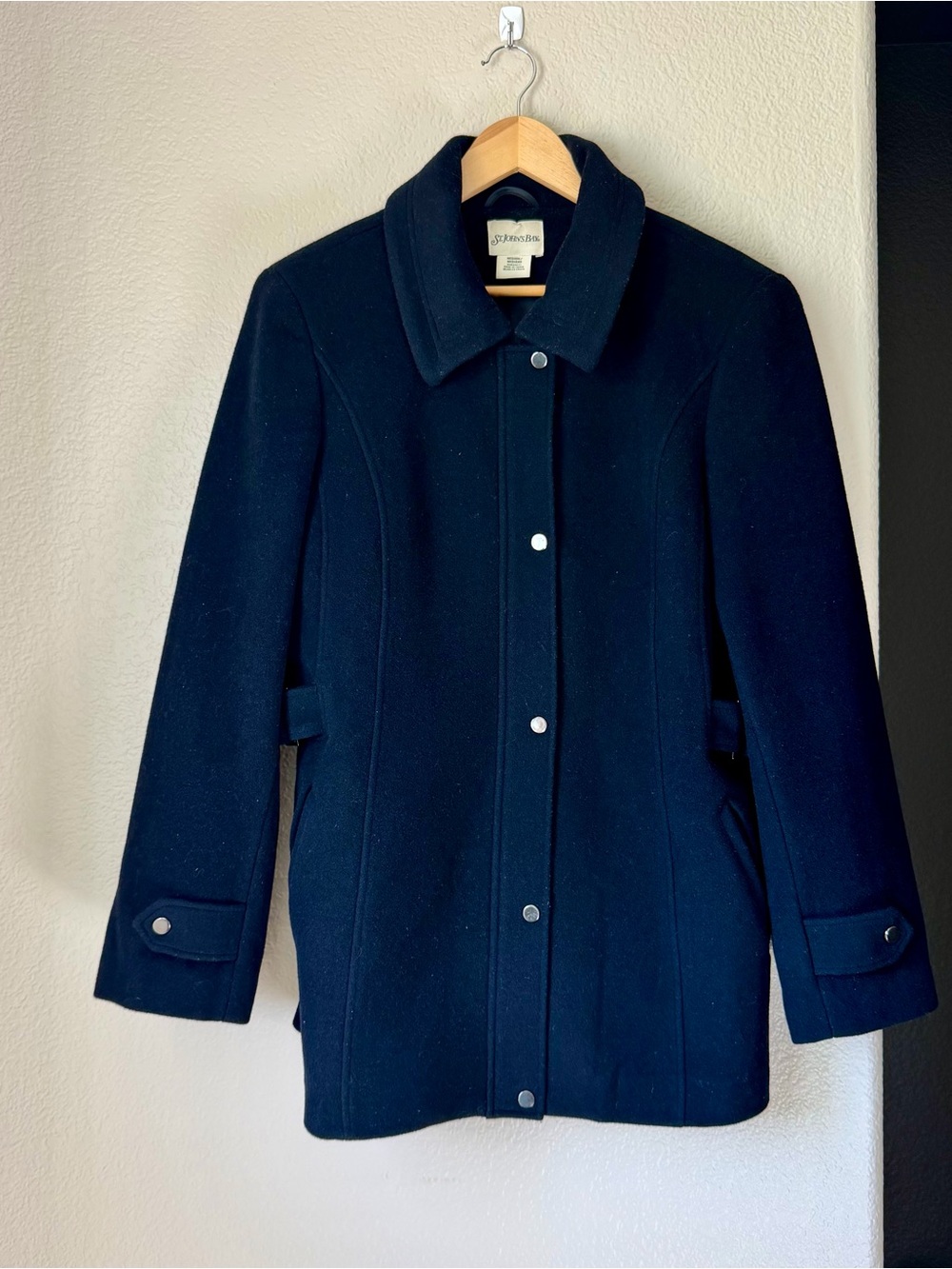 Women's St. John's Bay Black Wool-Blend Pea Coat Size M